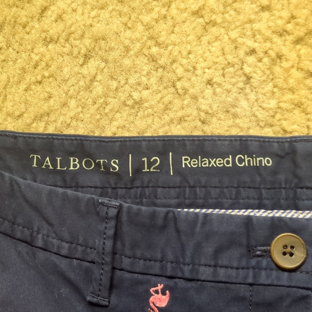 Talbots Navy Pants with Embroidered Flamingos - Picture 2 of 4